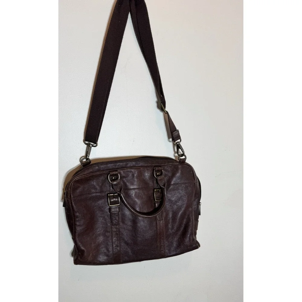 Men's Fossil Brown Leather Crossbody Laptop Document Bag